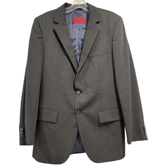 Hugo Boss Other - HUGO BOSS Aamon/Hago Men's Charcoal Pinstripe Wool Suit Blazer Size 46 Business